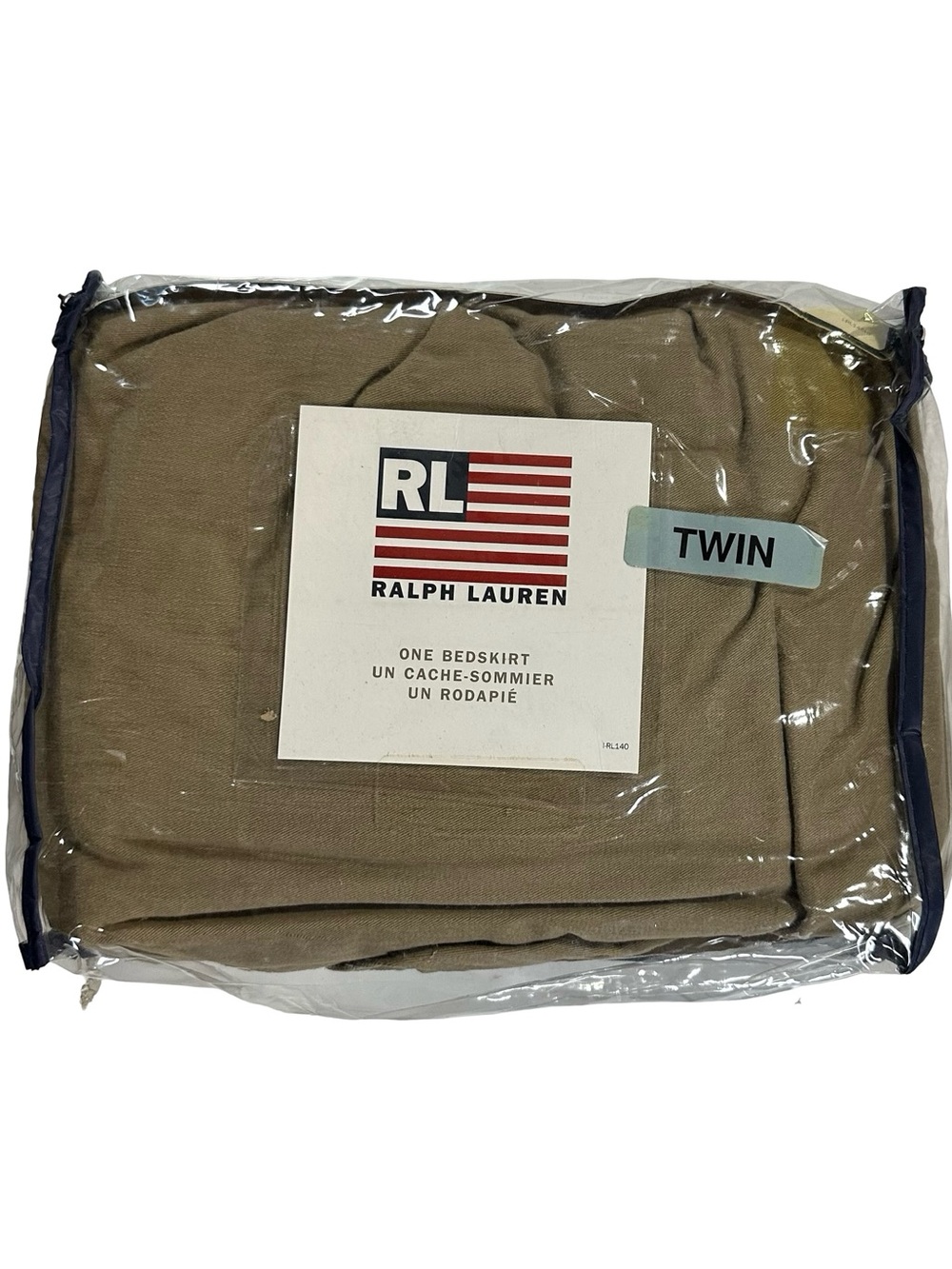 Vtg Ralph Lauren Denim Twin Bedskirt Ruffled Laundered Chino Gray Green USA New